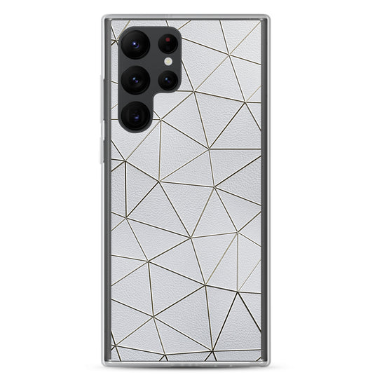 Golden Polygon White Leather Samsung Clear Thin Case CREATIVETECH