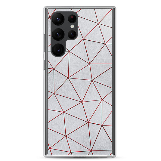 Red Polygon White Leather Samsung Clear Thin Case CREATIVETECH
