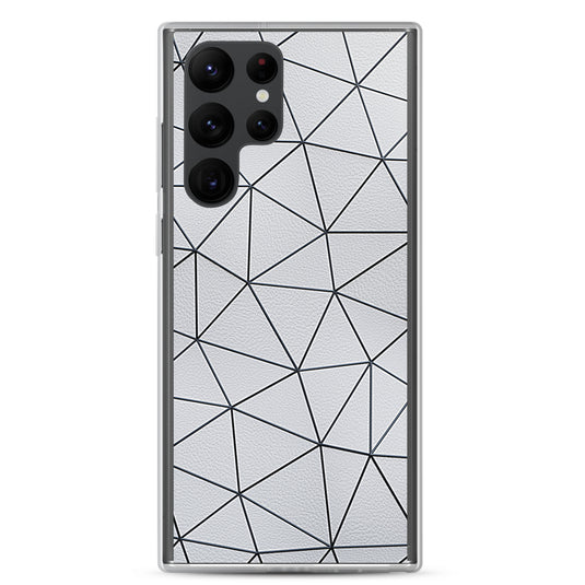 Black Polygon White Leather Samsung Clear Thin Case CREATIVETECH