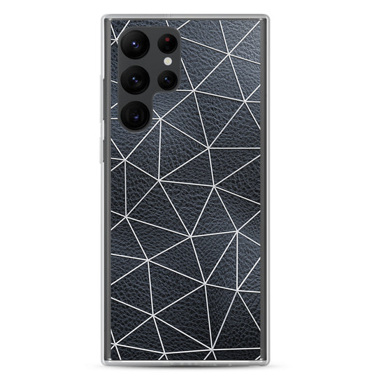 White Polygon Black Leather Samsung Clear Thin Case CREATIVETECH