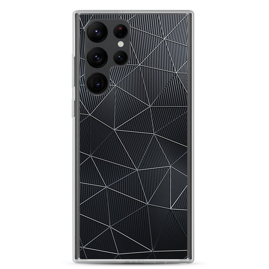 Silver Polygon Carbon Fiber Striped Samsung Clear Thin Case CREATIVETECH