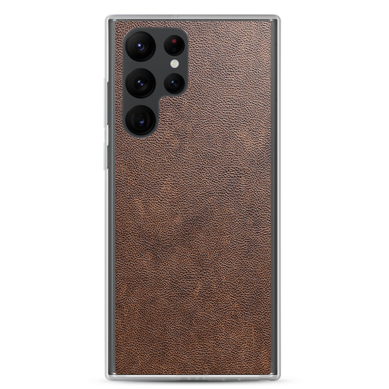 Load image into Gallery viewer, Light Brown Leather Samsung Clear Thin Case CREATIVETECH
