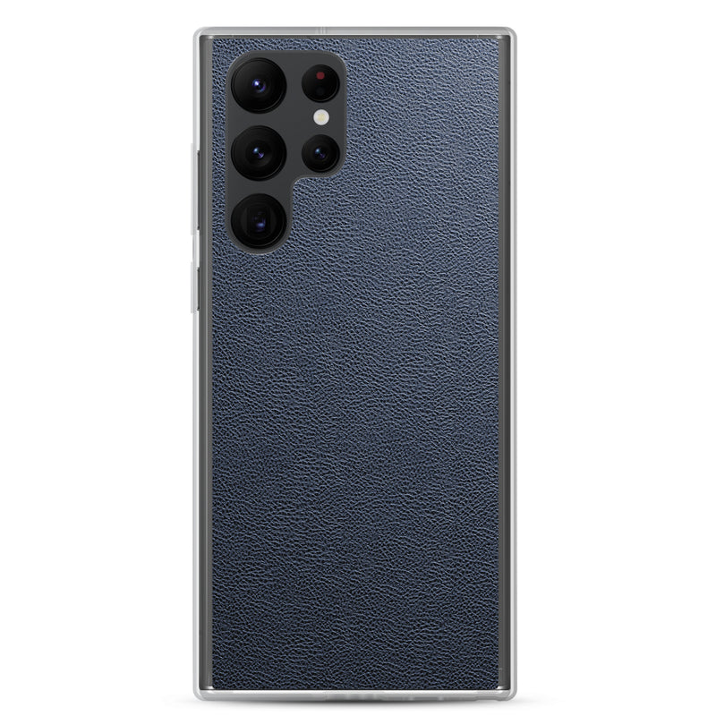 Load image into Gallery viewer, Dark Blue Leather Samsung Clear Thin Case CREATIVETECH