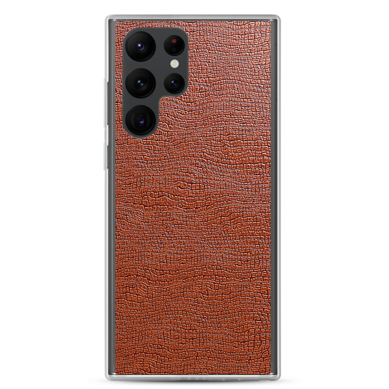 Load image into Gallery viewer, Exotic Brown Leather Samsung Clear Thin Case CREATIVETECH
