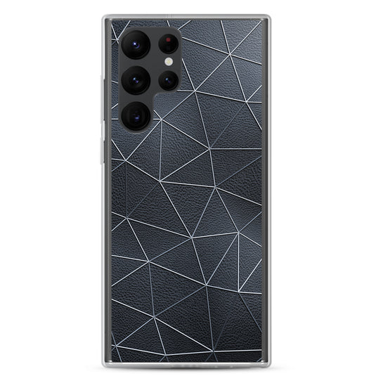 White Polygon Black Leather Samsung Clear Thin Case CREATIVETECH