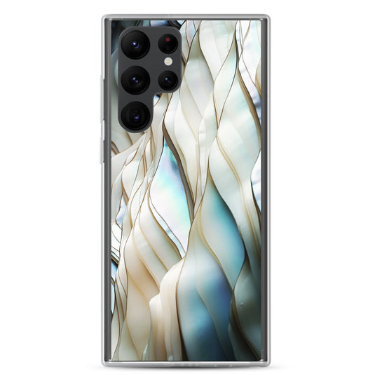 Cream Blue White Pearl Samsung Clear Thin Case CREATIVETECH