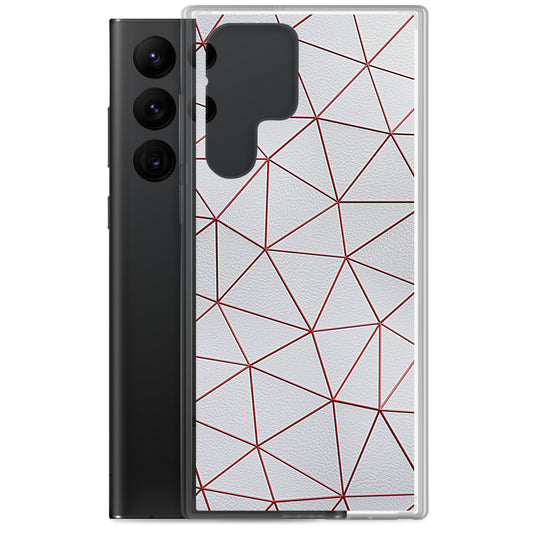 Red Polygon White Leather Samsung Clear Thin Case CREATIVETECH