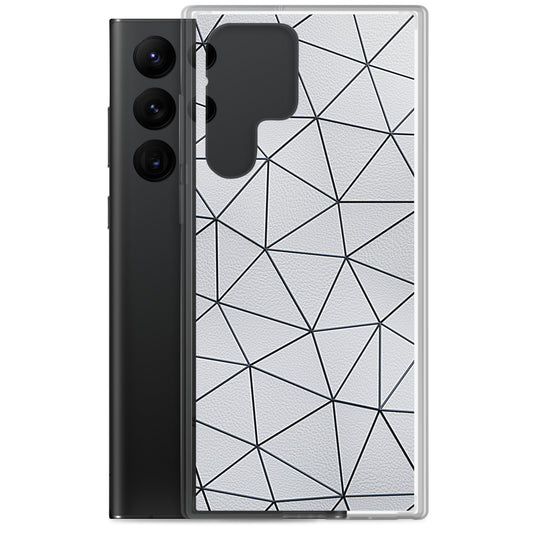 Black Polygon White Leather Samsung Clear Thin Case CREATIVETECH