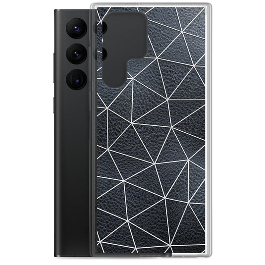 White Polygon Black Leather Samsung Clear Thin Case CREATIVETECH