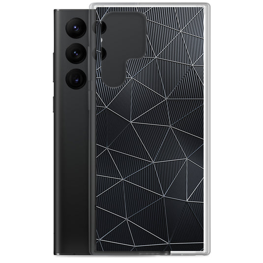 Silver Polygon Carbon Fiber Striped Samsung Clear Thin Case CREATIVETECH