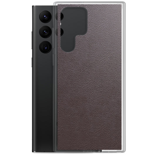 Dark Brown Leather Samsung Clear Thin Case CREATIVETECH