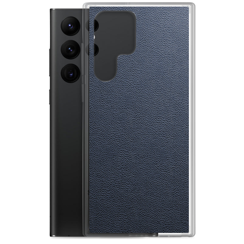 Load image into Gallery viewer, Dark Blue Leather Samsung Clear Thin Case CREATIVETECH