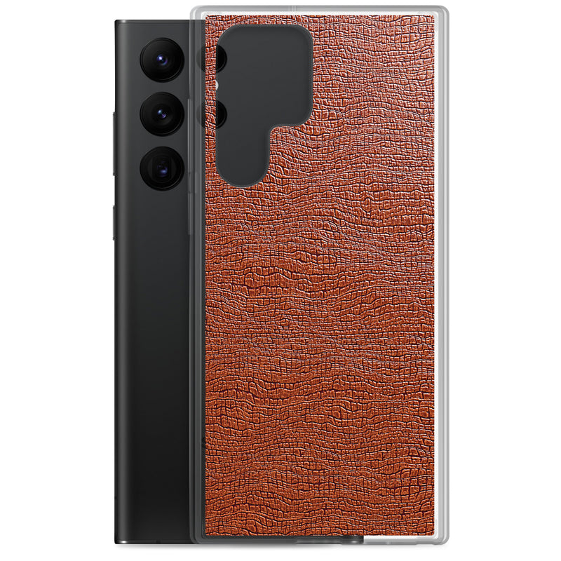 Load image into Gallery viewer, Exotic Brown Leather Samsung Clear Thin Case CREATIVETECH