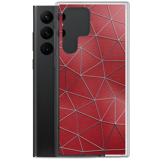 Silver Polygon Red Leather Samsung Clear Thin Case CREATIVETECH