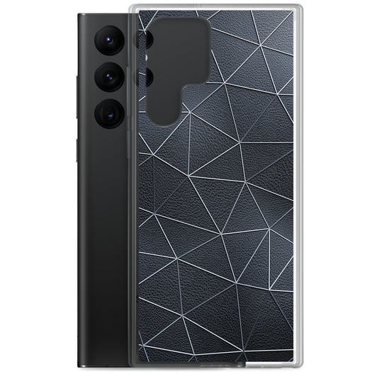 White Polygon Black Leather Samsung Clear Thin Case CREATIVETECH
