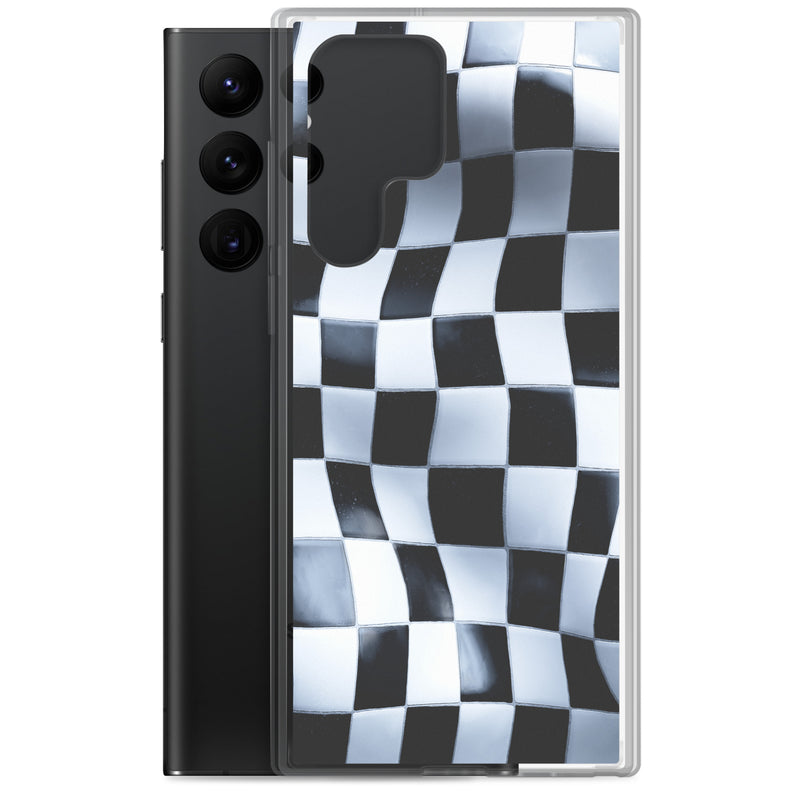 Load image into Gallery viewer, Chess Mat Black White Curved Samsung Clear Thin Case CREATIVETECH
