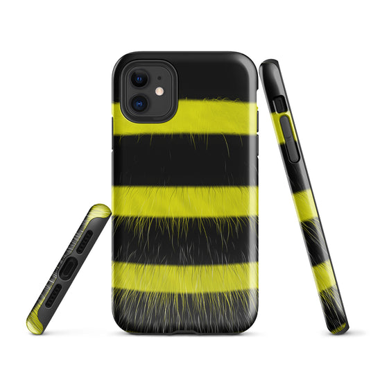 Fluffy Bee Yellow Black iPhone Case Hardshell 3D Wrap Thermal CREATIVETECH