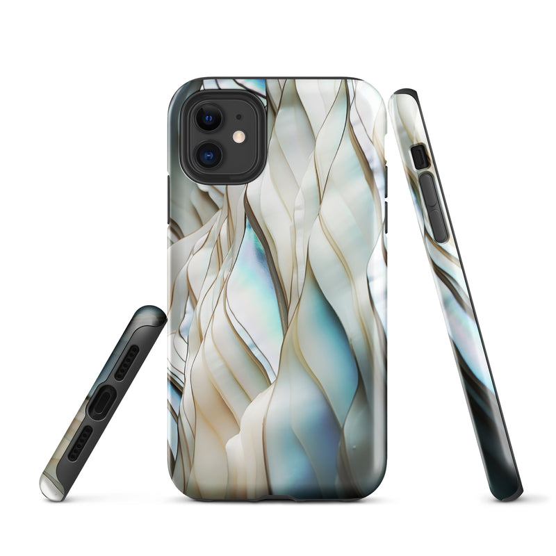 Load image into Gallery viewer, Cream Blue White Pearl iPhone Case Hardshell 3D Wrap Thermal CREATIVETECH
