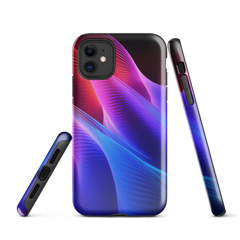 Load image into Gallery viewer, Blue Abstract Sound Waves iPhone Case Hardshell 3D Wrap Thermal CREATIVETECH