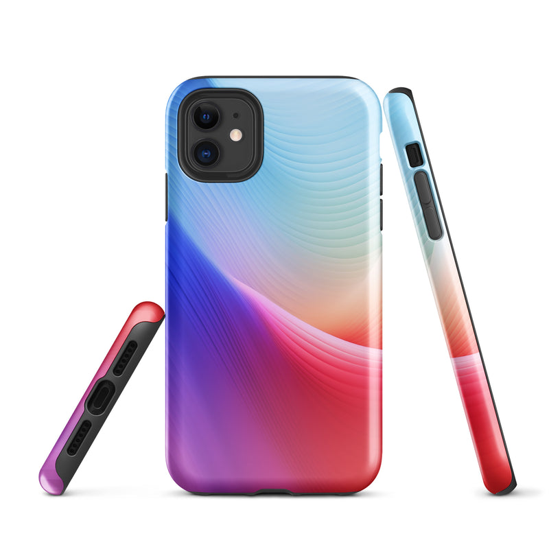 Load image into Gallery viewer, Red Violet Blue Abstract Waves iPhone Case Hardshell 3D Wrap Thermal CREATIVETECH