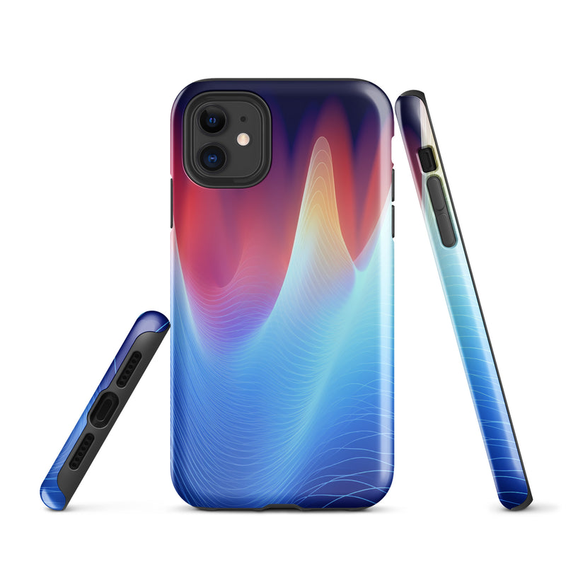 Load image into Gallery viewer, Blue Abstract Sound Waves iPhone Case Hardshell 3D Wrap Thermal CREATIVETECH