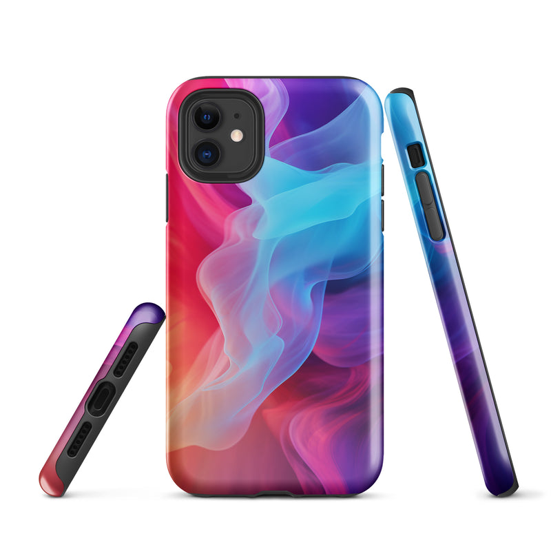 Load image into Gallery viewer, Purple Red Blue Smoke iPhone Case Hardshell 3D Wrap Thermal CREATIVETECH