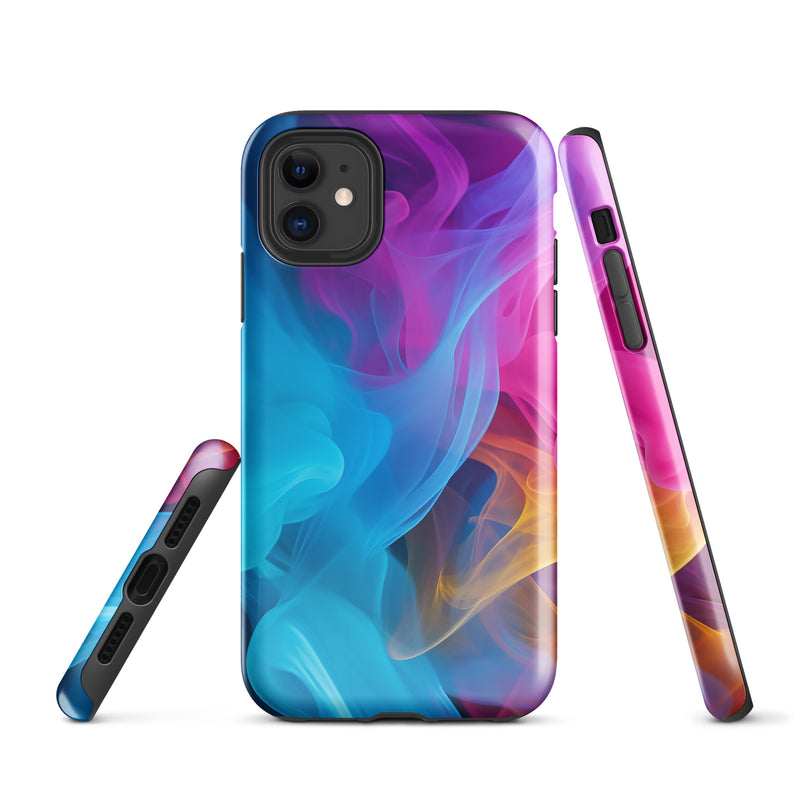 Load image into Gallery viewer, Blue Violet Smoke iPhone Case Hardshell 3D Wrap Thermal CREATIVETECH