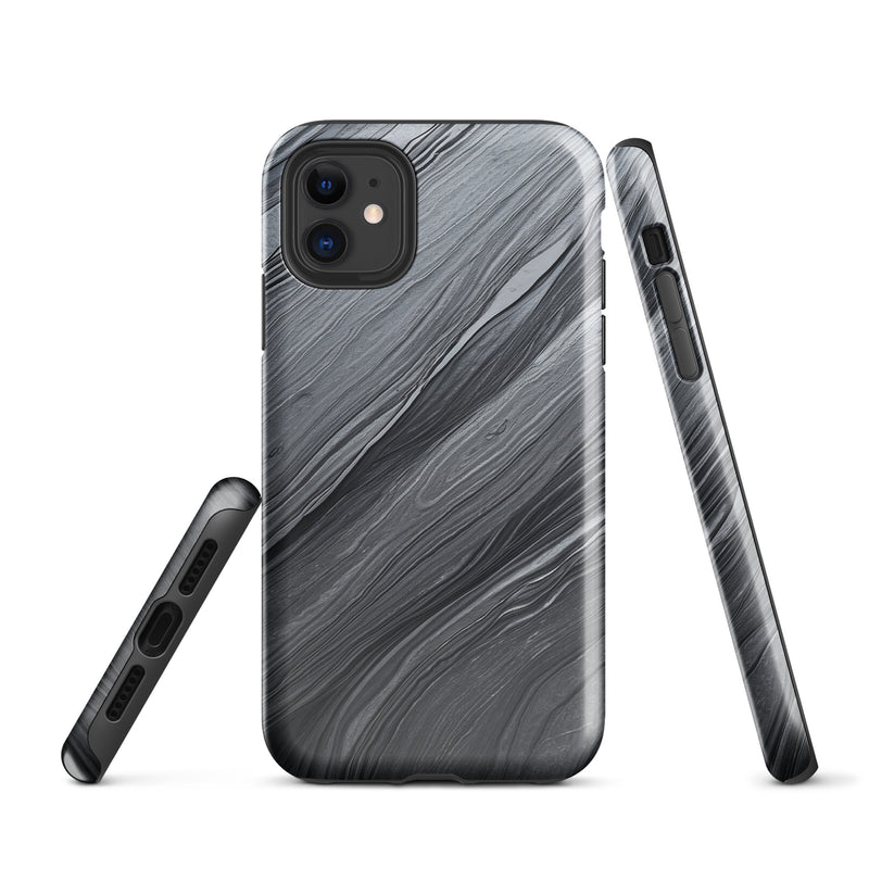 Load image into Gallery viewer, Damascus Steel iPhone Case Hardshell 3D Wrap Thermal Dark Grey Metal CREATIVETECH