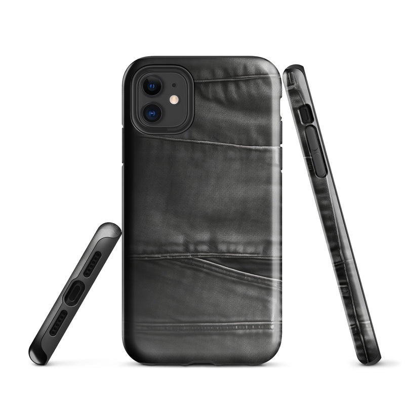 Load image into Gallery viewer, Dark Grey Denim Pocket iPhone Case Hardshell 3D Wrap Thermal CREATIVETECH