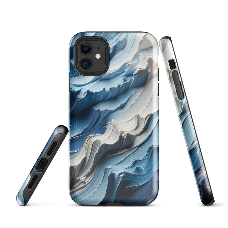 Load image into Gallery viewer, Blue White Paint Style Colorful iPhone Case Hardshell 3D Wrap Thermal Double Layer CREATIVETECH