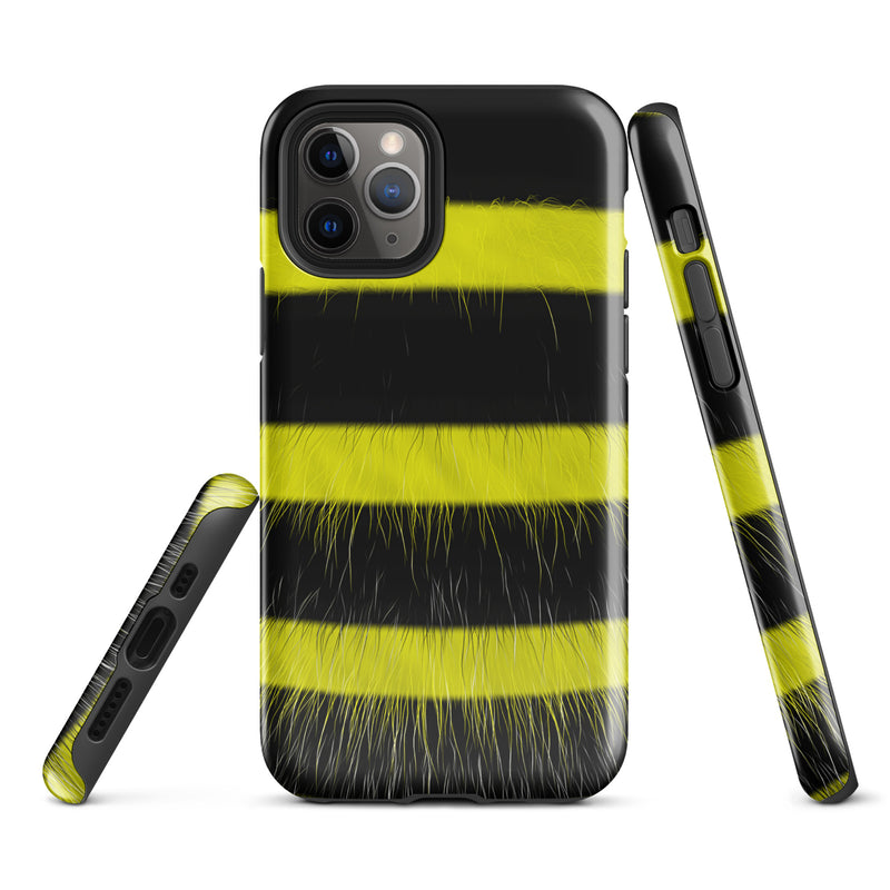 Load image into Gallery viewer, Fluffy Bee Yellow Black iPhone Case Hardshell 3D Wrap Thermal CREATIVETECH
