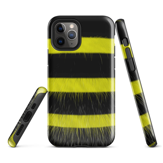 Fluffy Bee Yellow Black iPhone Case Hardshell 3D Wrap Thermal CREATIVETECH