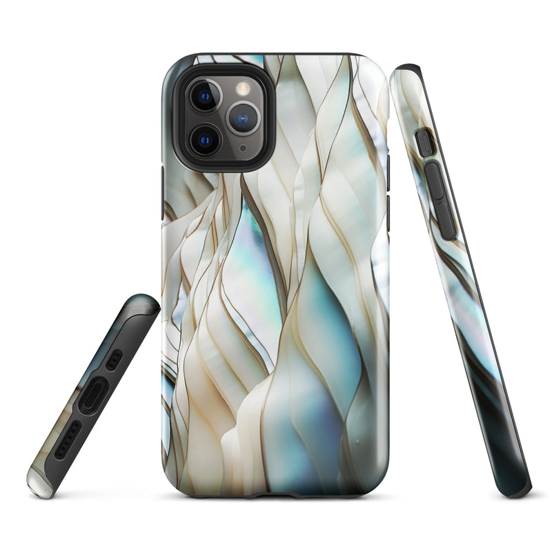 Load image into Gallery viewer, Cream Blue White Pearl iPhone Case Hardshell 3D Wrap Thermal CREATIVETECH