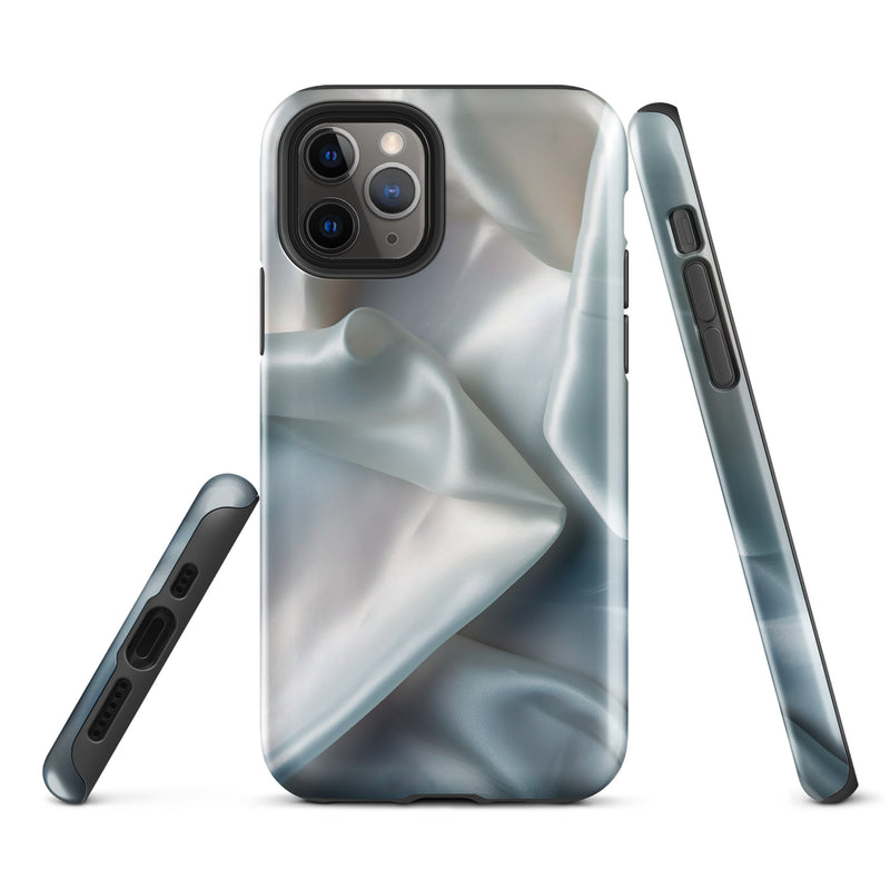 Load image into Gallery viewer, White Satin Pearl Cloth iPhone Case Hardshell 3D Wrap Thermal CREATIVETECH