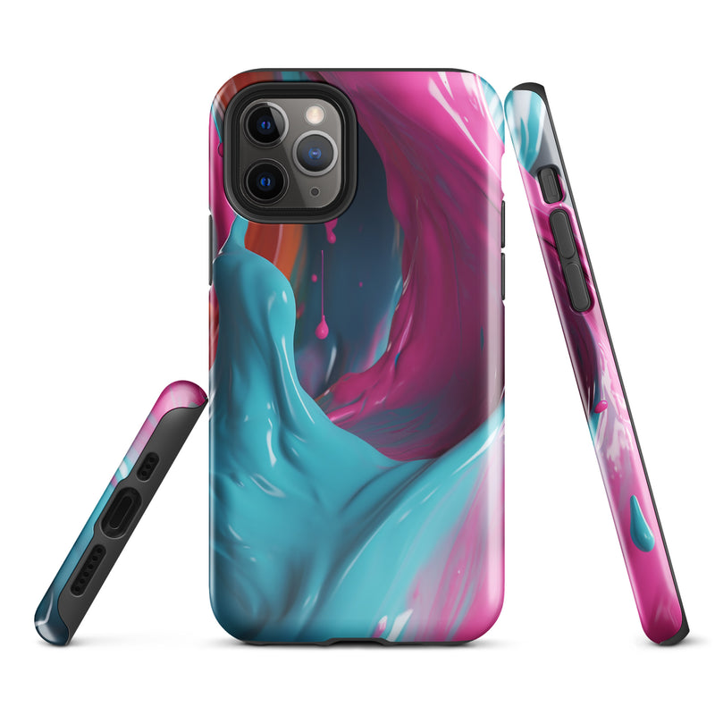 Load image into Gallery viewer, Pink Blue Paint iPhone Case Hardshell 3D Wrap Thermal CREATIVETECH