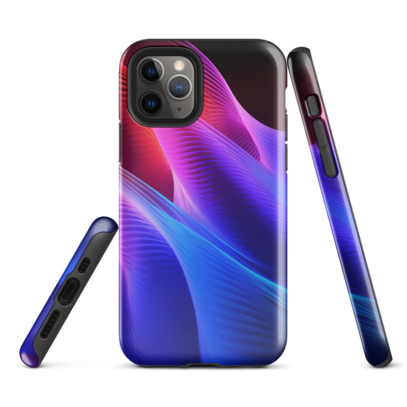 Load image into Gallery viewer, Blue Abstract Sound Waves iPhone Case Hardshell 3D Wrap Thermal CREATIVETECH