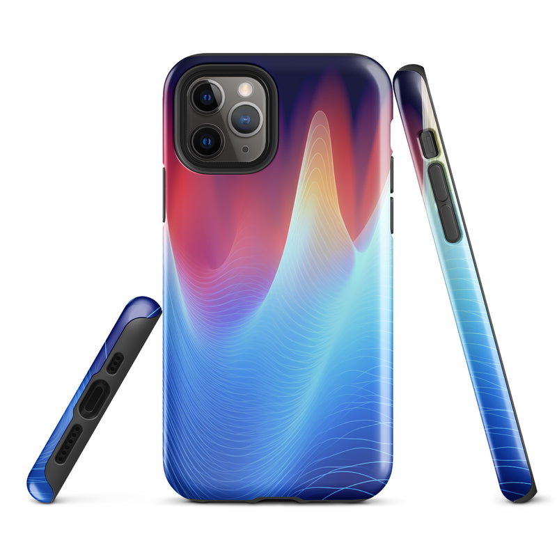 Load image into Gallery viewer, Blue Abstract Sound Waves iPhone Case Hardshell 3D Wrap Thermal CREATIVETECH