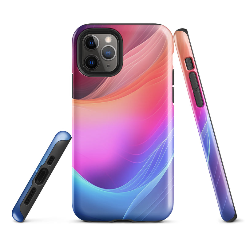 Load image into Gallery viewer, Pink Blue Abstract Waves iPhone Case Hardshell 3D Wrap Thermal CREATIVETECH