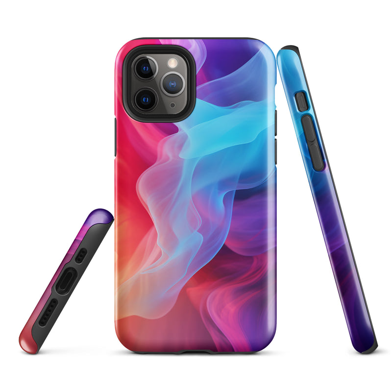 Load image into Gallery viewer, Purple Red Blue Smoke iPhone Case Hardshell 3D Wrap Thermal CREATIVETECH