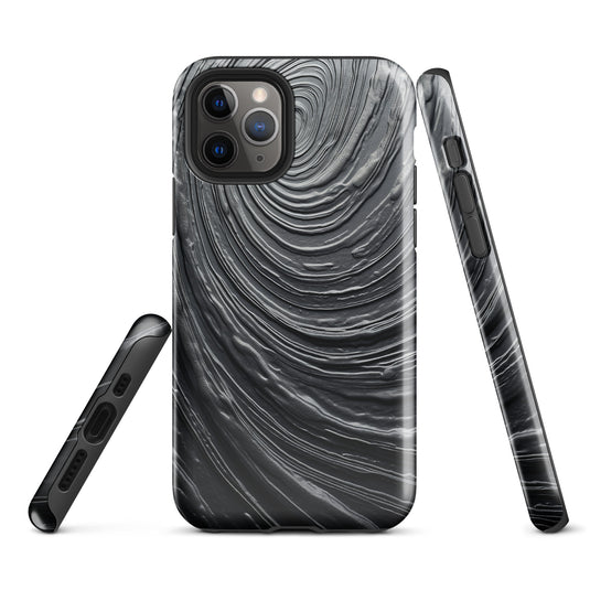 Damascus Steel Metal Swirl Dark Grey iPhone Case Hardshell 3D Wrap Thermal CREATIVETECH