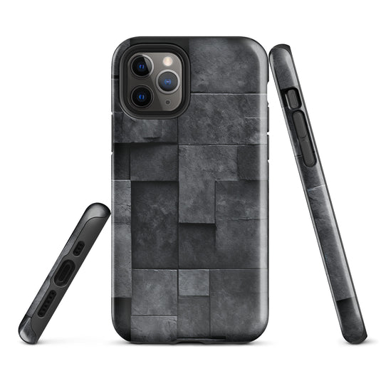 Dark Grey Stone Cubes iPhone Case Hardshell 3D Wrap Thermal CREATIVETECH