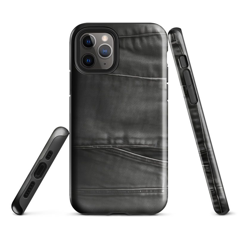 Load image into Gallery viewer, Dark Grey Denim Pocket iPhone Case Hardshell 3D Wrap Thermal CREATIVETECH