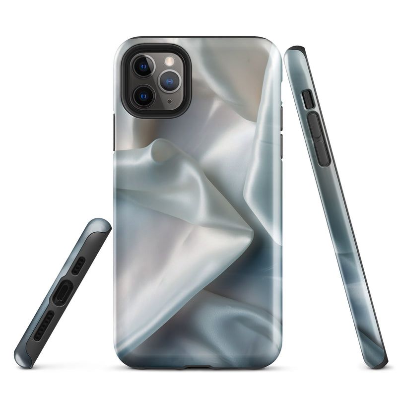 Load image into Gallery viewer, White Satin Pearl Cloth iPhone Case Hardshell 3D Wrap Thermal CREATIVETECH