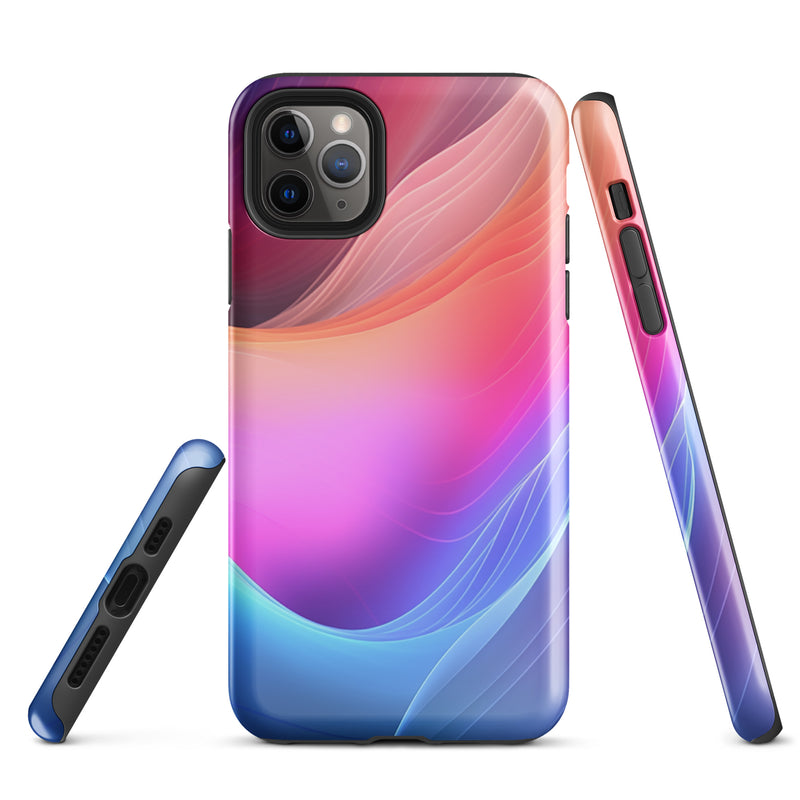 Load image into Gallery viewer, Pink Blue Abstract Waves iPhone Case Hardshell 3D Wrap Thermal CREATIVETECH