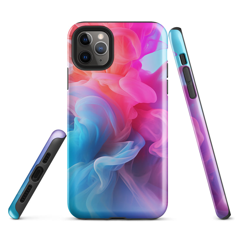 Load image into Gallery viewer, Pink Blue Smoke iPhone Case Hardshell 3D Wrap Thermal CREATIVETECH