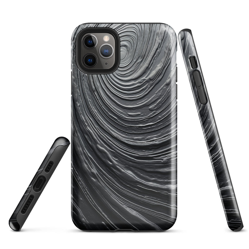 Load image into Gallery viewer, Damascus Steel Metal Swirl Dark Grey iPhone Case Hardshell 3D Wrap Thermal CREATIVETECH