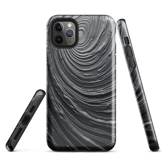 Damascus Steel Metal Swirl Dark Grey iPhone Case Hardshell 3D Wrap Thermal CREATIVETECH