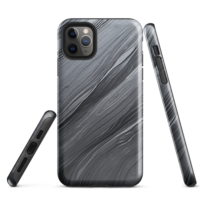 Load image into Gallery viewer, Damascus Steel iPhone Case Hardshell 3D Wrap Thermal Dark Grey Metal CREATIVETECH