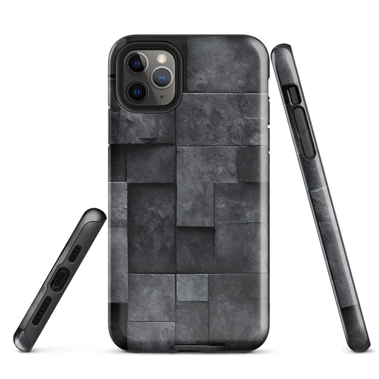 Dark Grey Stone Cubes iPhone Case Hardshell 3D Wrap Thermal CREATIVETECH