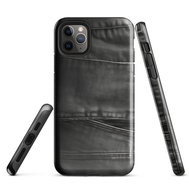 Load image into Gallery viewer, Dark Grey Denim Pocket iPhone Case Hardshell 3D Wrap Thermal CREATIVETECH